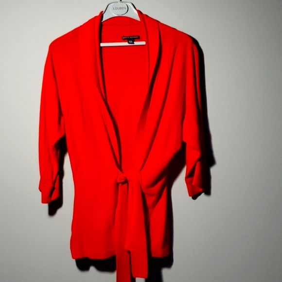 Medium Orange Banana Republic Wrap Cardigan 3/4th Sleeves - Picture 2 of 8